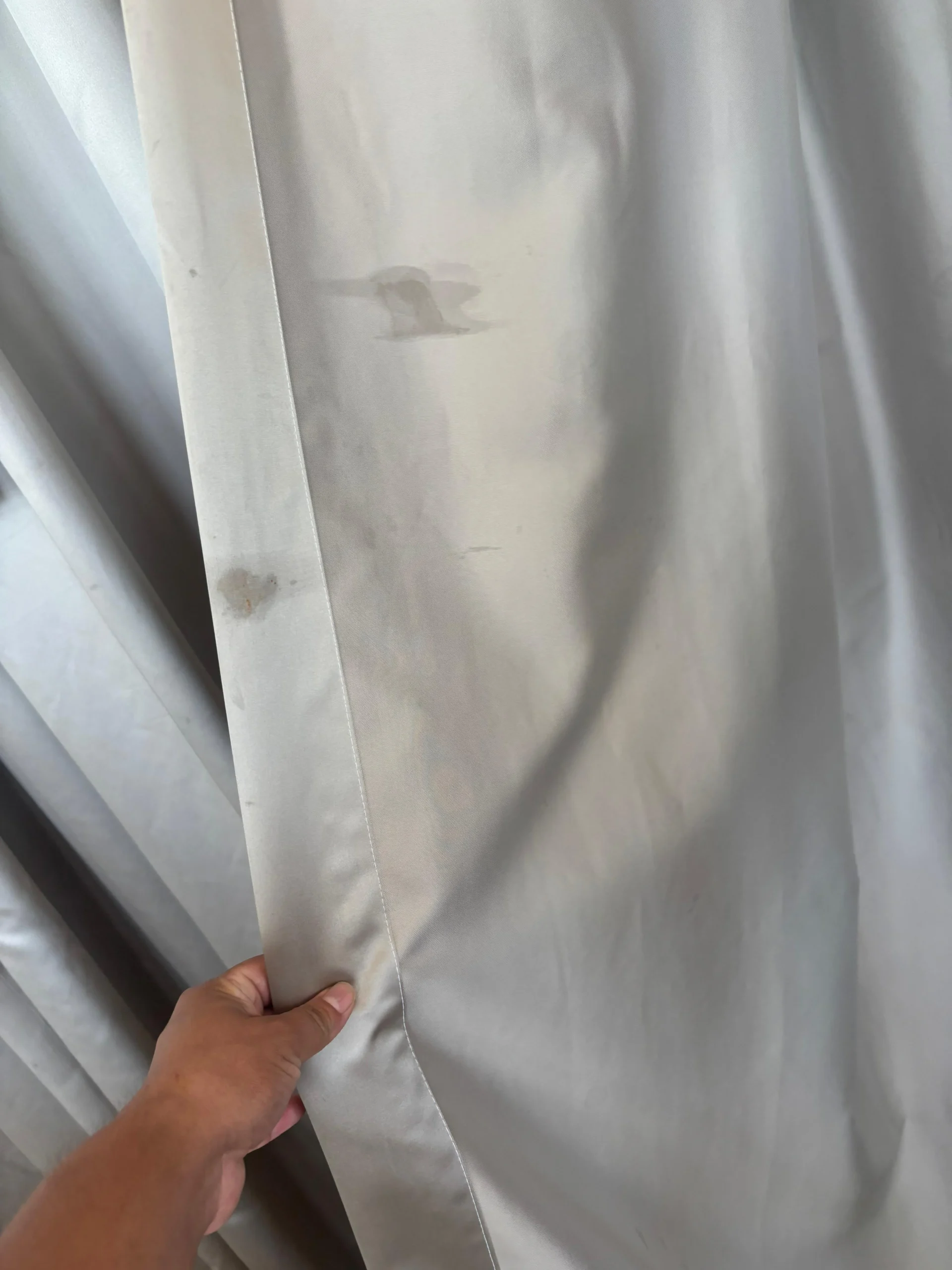Drapery takedown, cleaning, and rehanging at Dr Steemer
