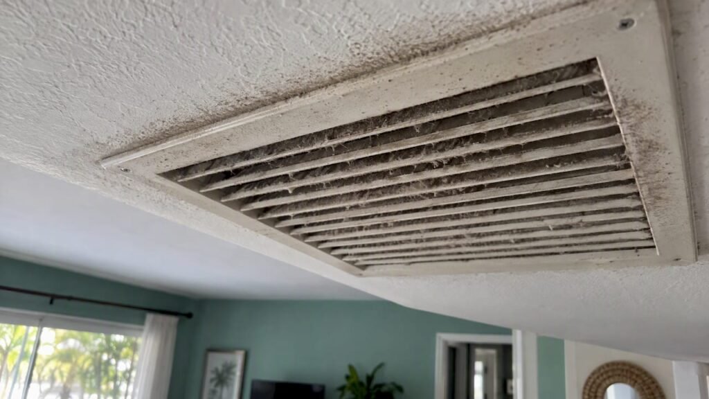 Dust gathered on a home air vent