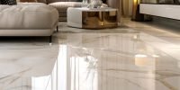 Glossy polished marble floor reflecting light, showcasing elegance and shine